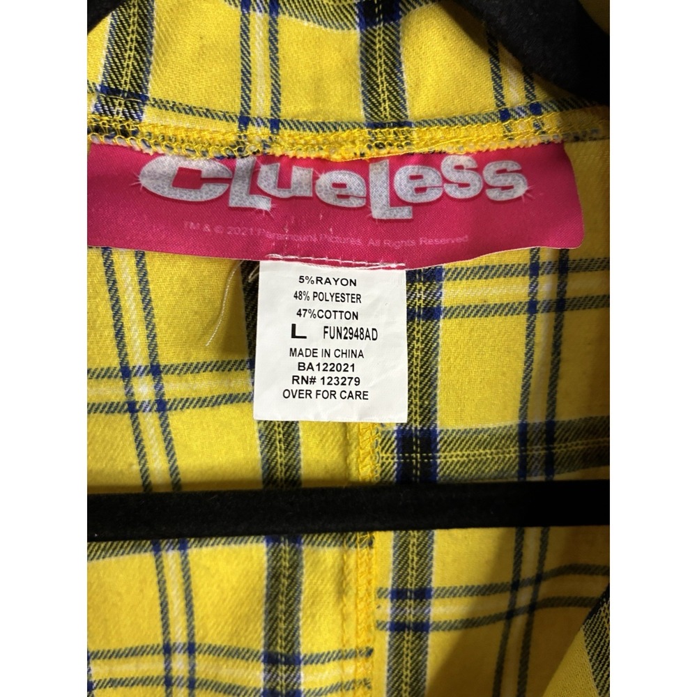 Clueless Cher Horowitz Dress Costume Size Large 2 Pc Yellow Black Plaid Pleated - Picture 2 of 9